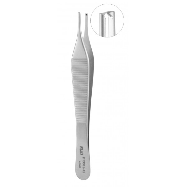 HTI Adson Tissue Forceps Fine Point 1x2 Teeth – 4.75", Atraumatic, 100-Pack, Biological Lab Grade